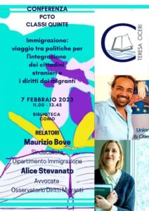 Conferenza PCTO “Immigrazione e integrazione”, relatori Bove e Stevanato @ Biblioteca di Como