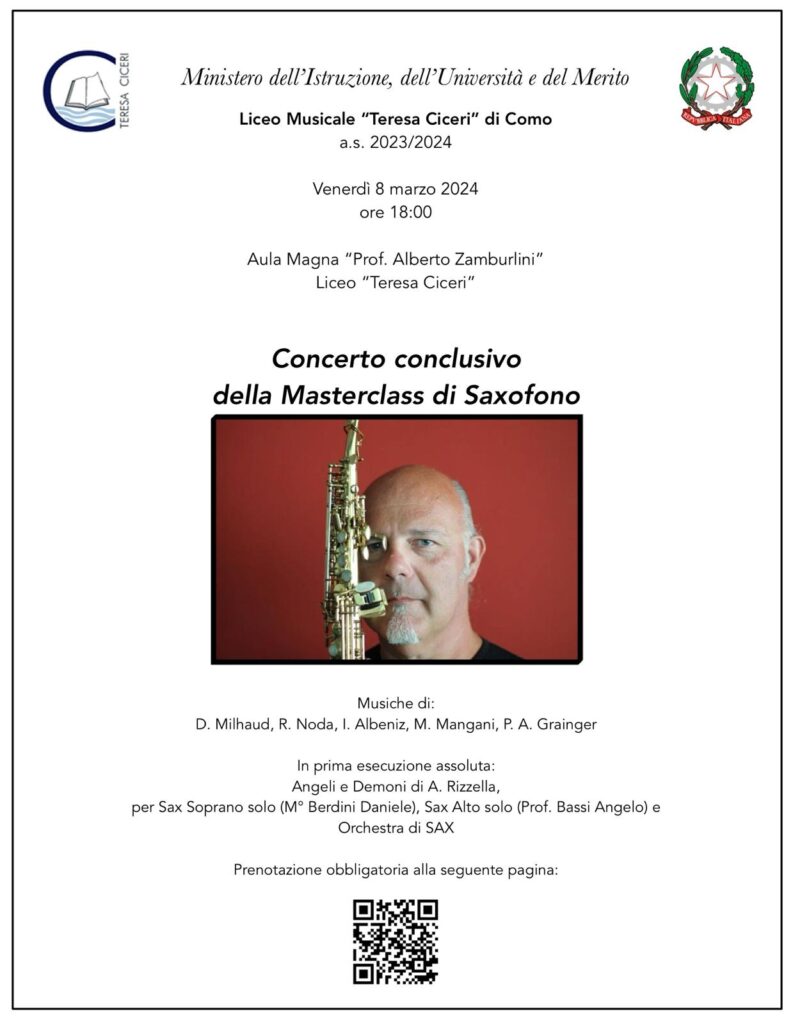 Concerto conclusivo della “Masterclass di Saxofono” @ Aula Magna "Prof. Alberto Zamburlini"