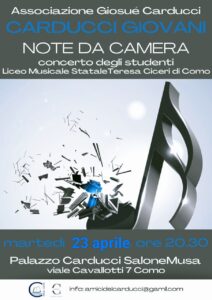 Concerto "NOTE DA CAMERA" @ Associazione Carducci - Salone MUSA